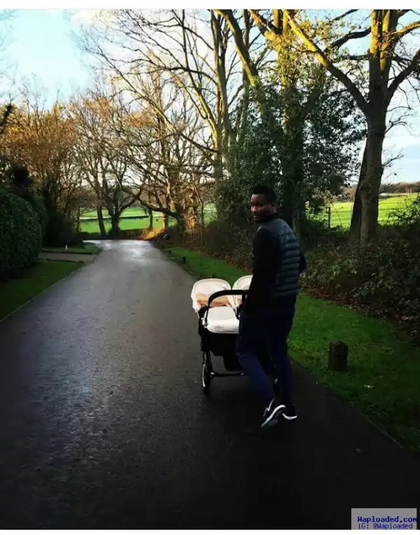 Photo: Mikel Obi And His Twin Girls Take A Stroll 
